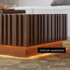 Aura 120 cm Ash Wood Slatted Coffee Table with Sintered Stone Top