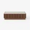 Aura 120 cm Ash Wood Slatted Coffee Table with Sintered Stone Top