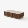 Aura 120 cm Ash Wood Slatted Coffee Table with Sintered Stone Top