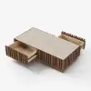 Aura 120 cm Ash Wood Slatted Coffee Table with Sintered Stone Top
