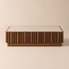 Aura 120 cm Ash Wood Slatted Coffee Table with Sintered Stone Top