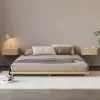 Japanese Style King Floor Wood Bed in Natural