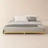 Japanese Style King Floor Wood Bed in Natural