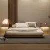 Japanese Style King Floor Wood Bed in Walnut
