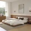 Japanese Style King Floor Wood Bed in Walnut