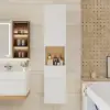 Freestanding and Wall-Mounted White Adjustable Bathroom Cabinet with Storage
