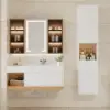 Freestanding and Wall-Mounted White Adjustable Bathroom Cabinet with Storage