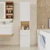 Freestanding and Wall-Mounted White Adjustable Bathroom Cabinet with Storage