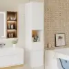 Freestanding and Wall-Mounted White Adjustable Bathroom Cabinet with Storage