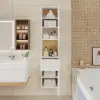 Freestanding and Wall-Mounted White Adjustable Bathroom Cabinet with Storage
