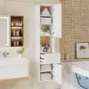 Freestanding and Wall-Mounted White Adjustable Bathroom Cabinet with Storage