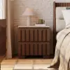 Florva Ash Wood 2-Drawer Nightstand with Faux Travertine Top Set of 2 – AUD-H1835