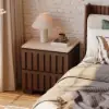 Florva Ash Wood 2-Drawer Nightstand with Faux Travertine Top Set of 2 – AUD-H1835