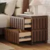Florva Ash Wood 2-Drawer Nightstand with Faux Travertine Top Set of 2 – AUD-H1835