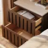 Florva Ash Wood 2-Drawer Nightstand with Faux Travertine Top Set of 2 – AUD-H1835