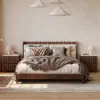 Florva Ash Wood 2-Drawer Nightstand with Faux Travertine Top Set of 2 – AUD-H1835