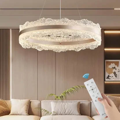 600mm Modern Acrylic Crystal Chandelier with Three Color Temperatures and Remote Control