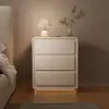 Modern 3-drawer off-white MDF Nightstand with USB and Lighting