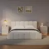 Modern 3-drawer off-white MDF Nightstand with USB and Lighting