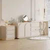 Modern 3-drawer off-white MDF Nightstand with USB and Lighting