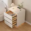 Modern 3-drawer off-white MDF Nightstand with USB and Lighting