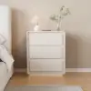 Modern 3-drawer off-white MDF Nightstand with USB and Lighting
