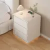 Modern 3-drawer off-white MDF Nightstand with USB and Lighting