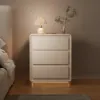Modern 3-drawer off-white MDF Bedside Table with USB and Lighting – AUD-H1839