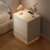 Modern 3-drawer off-white MDF Bedside Table with USB and Lighting – AUD-H1839
