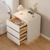 Modern 3-drawer off-white MDF Bedside Table with USB and Lighting – AUD-H1839