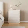Modern 3-drawer off-white MDF Bedside Table with USB and Lighting – AUD-H1839