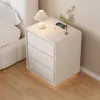 Modern 3-drawer off-white MDF Bedside Table with USB and Lighting – AUD-H1839