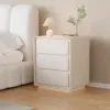 Modern 3-drawer off-white MDF Bedside Table with USB and Lighting – AUD-H1839