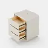 Modern 3-drawer off-white MDF Bedside Table with USB and Lighting – AUD-H1839