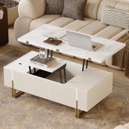 Picture of Grovyn Fluted Lift-Top Coffee Table with 2 Drawers-120 cm