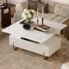 Grovyn Fluted Lift-Top Coffee Table with 2 Drawers-120 cm