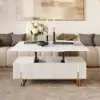 Grovyn Fluted Lift-Top Coffee Table with 2 Drawers-120 cm