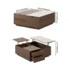 100 cm Square Dual Lift-Top Walnut Coffee Table with Sintered Stone Top & Storage