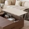 100 cm Square Dual Lift-Top Walnut Coffee Table with Sintered Stone Top & Storage