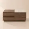 100 cm Square Dual Lift-Top Walnut Coffee Table with Sintered Stone Top & Storage