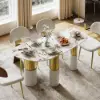 1600mm Sintered Stone Pebble Dining Table with 3 Legs Seats 4-6 People