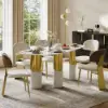 1600mm Sintered Stone Pebble Dining Table with 3 Legs Seats 4-6 People