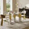 1600mm Sintered Stone Pebble Dining Table with 3 Legs Seats 4-6 People
