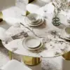 1600mm Sintered Stone Pebble Dining Table with 3 Legs Seats 4-6 People