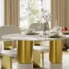 1600mm Sintered Stone Pebble Dining Table with 3 Legs Seats 4-6 People