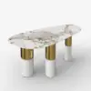 1600mm Sintered Stone Pebble Dining Table with 3 Legs Seats 4-6 People