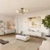 170 cm Off-white Sliding Door Etagere Bookshelf 5-Shelf Tall Book Shelf Rich Storage