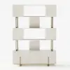 170 cm Off-white Sliding Door Etagere Bookshelf 5-Shelf Tall Book Shelf Rich Storage