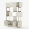 170 cm Off-white Sliding Door Etagere Bookshelf 5-Shelf Tall Book Shelf Rich Storage
