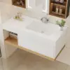 1000mm Modern Floating Bathroom Vanity Set With Single Basin Wall-Mount White & Natural